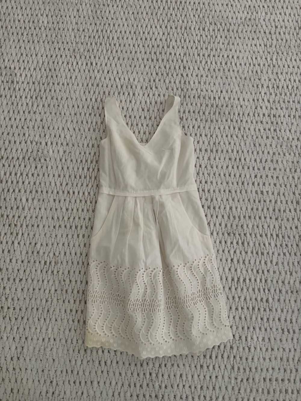J. Crew Cream Sleeveless V-Neck Eyelet Dress